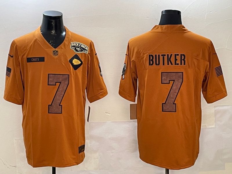 Men Kansas City Chiefs #7 Butker Yellow 2025 Nike Salute to Service Limited NFL Jersey style 5